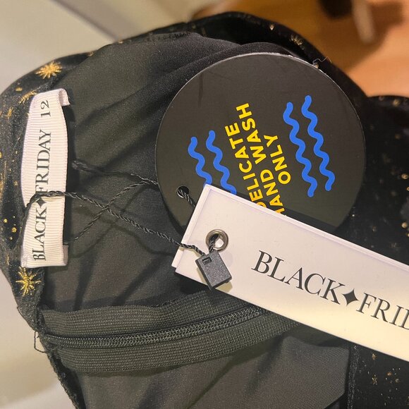 NWT Modcloth Black Friday Brand Velvet Starry Pants US 8, AU 12 Petite Length - Picture 6 of 7